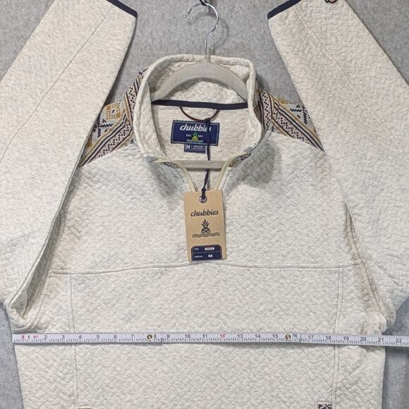 NWT Chubbies The Sandstorm Quilted Quarter Zip Sweater Mens M Beige Pullover - Picture 7 of 11